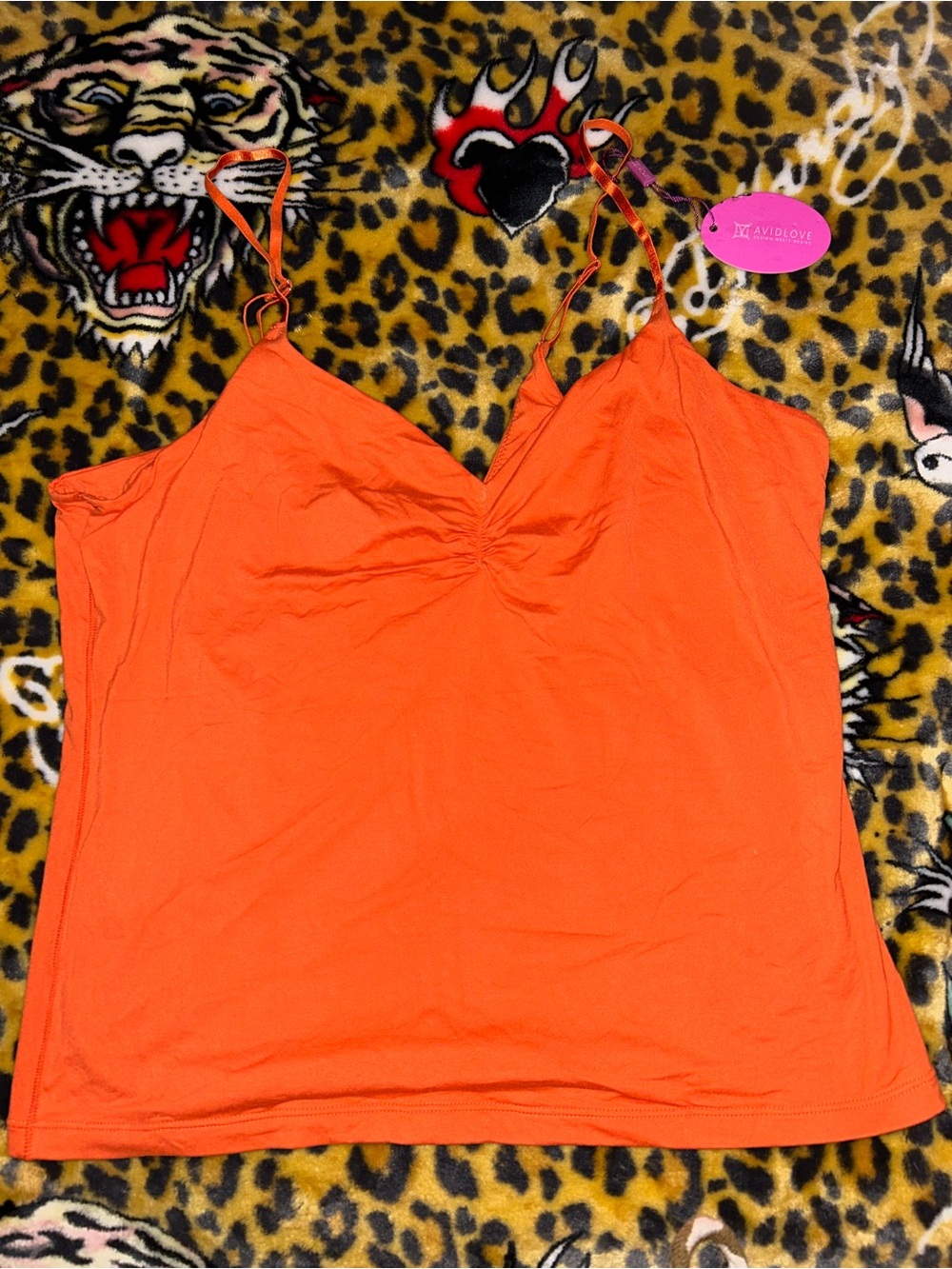 Ava & Love Bright Orange V-Neck Spaghetti Strap Camisole